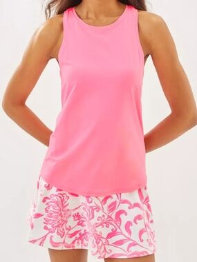 Lilly Pulitzer Westley Rousseau Pink Active Tank NWT Medium Meryl UPF 50+